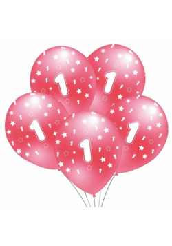 Balon 1 różowy metalik 5szt