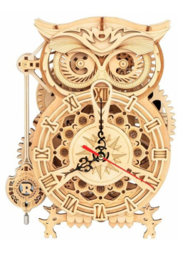 ROBOTIME Drewniane Puzzle 3D - Zegar Sowa