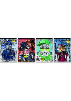 Zeszyt A5 w linie 32 kartki Wild streets 10 sztuk mix