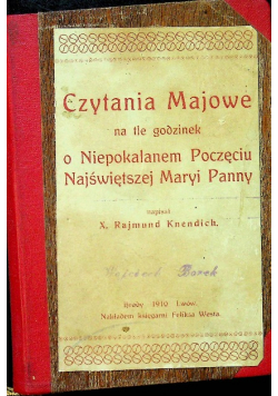 Czytania Majowe na tle godzinek o Niepokalanem Poczęciu N Maryi P 1910 r.