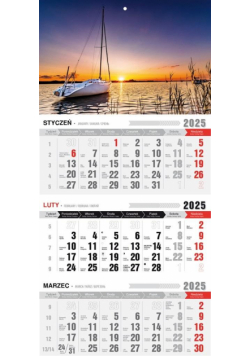 Kalendarz 2025 Trójdzielny z magnesem Mazury