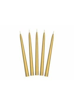 Świeca stożkowa złota 24cm 10szt