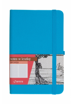 Notes A6 z gumką Secesja kratka turkusowy