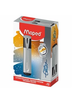 Zakreślacz Glitter Metal srebrny (12szt) MAPED