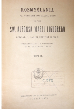Rozmyślania św. Alfonsa Marji Liguorego, 1935 r.