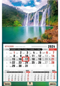 Kalendarz 2024 jednodzielny Wodospad