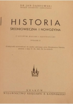 Historia średniowieczna i nowożytna,1947r.