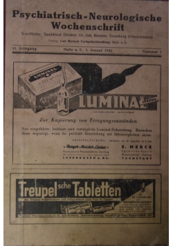 Psychiatrisch-Neuroloogische Wochenschrift nr1-52, 1931r.