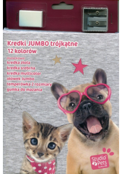 Kredki Jumbo ołówkowe Studio Pets trójkątne 12 kolorów