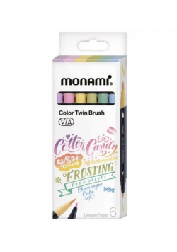 Dwustronne pisaki z końcówkami pędzelkowymi Color Twin Brush Dessert Pastel  6 kolorów