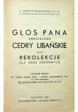 Głos Pana kruszącego Cedry Libańskie  1940 r.