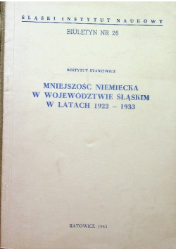 Mniejszość niemiecka w województwie śląskim w latach 1922 1933
