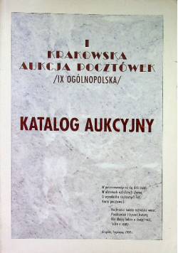 I Krakowska Aukcja Pocztówek Katalog aukcyjny