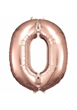 Balon foliowy cyfra 0 różowe złoto 70x86cm