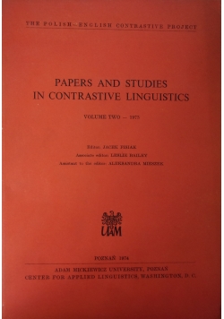 Papers and Studies in Contrastive Linguistics. Volume two  - 1973.