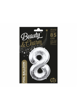 Balon foliowy B&C cyfra 8 srebrna 85cm
