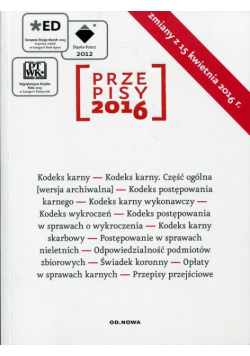 Zbiór karny  Przepisy 2016