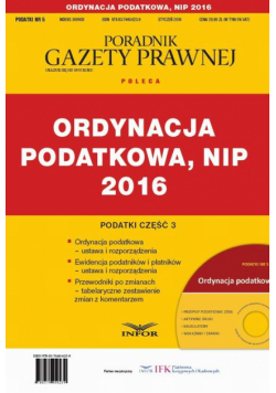 PODATKI 2016/5 Podatki cz.3 Ordynacja podatkowa, NIP 2016