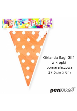 Girlanda flagi w kropki pomarańczowa 27.5cmx6m