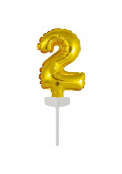 Balon foliowy mini cyfra 2 złota 8x12cm