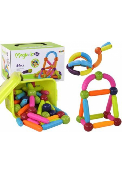 Klocki magnetyczne w kuferku 64el