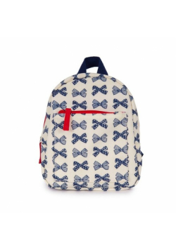 Plecaczek Pink Lining Navy Bows on Cream