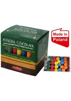 Kreda szkolna kolorowa gruba niebrudząca, niepyląca 50 sztuk