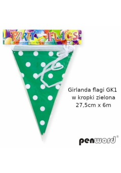 Girlanda flagi w kropki zielona 27.5cmx6m