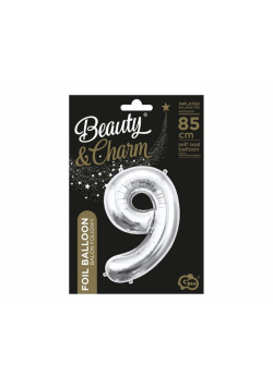 Balon foliowy B&C cyfra 9 srebrna 85cm
