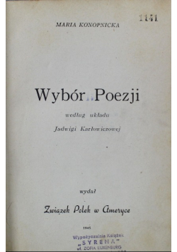 Wybór poezji Marii Konopnickiej 1945 r.