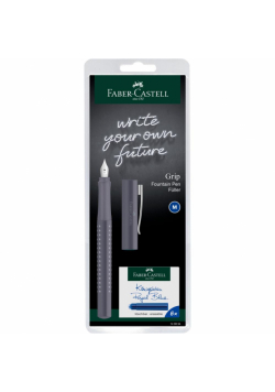 Pióro wieczne grip 2010 dapple gray m + naboje blister faber-castell
