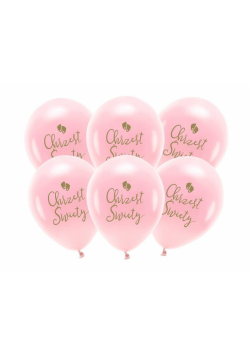 Balony Eco Chrzest Święty rumiany różowy 33cm 6szt