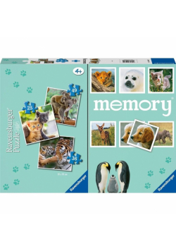 Puzzle 2D 3w1 + memory Dzieci Zwierząt