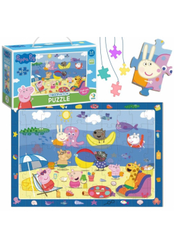 Puzzle 50 obserwacyjne Świnka Peppa. Wakacje
