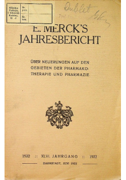 E Mercks Jahresbericht XLVI Jahrgang 1933 r.