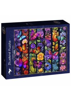 Puzzle 1500 Kolorowe kwiaty i motyle