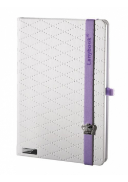 Notes A6 Lanybook Glamorous Beauty w kratkę biały z fioletową gumką