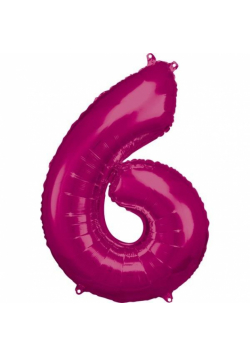 Balon foliowy cyfra 6 różowa 60x86cm