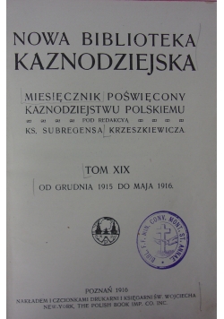 Nowa Biblioteka Kaznodziejska, ton XIX, 1916r.