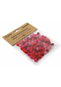 Dekoracje pompony 1cm mix czerwony 120szt