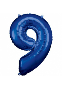 Balon foliowy cyfra 9 niebieska 60x86cm