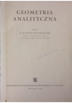 Geometria Analityczna, 1949r.