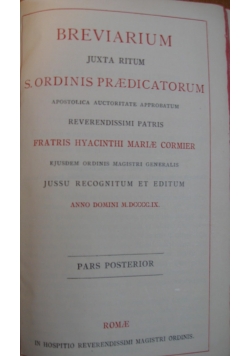 Breviarium Juxta Ritum Sacri Ordinis Praedicatorum ,1909r.