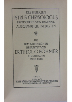 Des heiligen Petrus Chrysologus,1923r.
