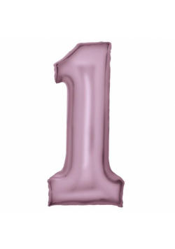 Balon foliowy cyfra 1 satynowa pastelowy róż 86cm
