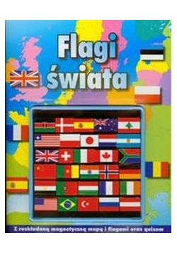 Flagi świata Z rozkładaną magnetyczną mapą i flagami oraz quizem