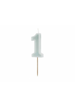 Świeczka urodzinowa 1 jasna mięta 6cm