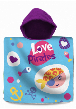Poncho kąpielowe Love Pirates 120x60cm KL10597