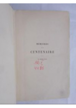 de Saillet Alexandre - Memoires d'un Centenaire, ok. 1883 r.