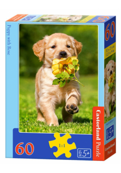 Puzzle 60 Puppy with Rose